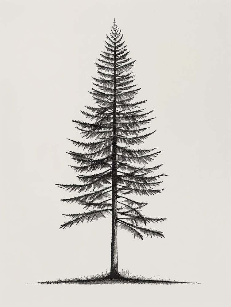 Pine Tree Minimalistic Drawing 1