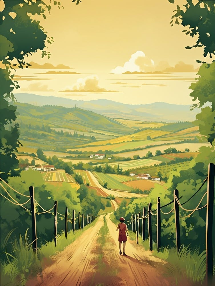 Camino De Santiago Spain 2 Vintage Travel Illustration