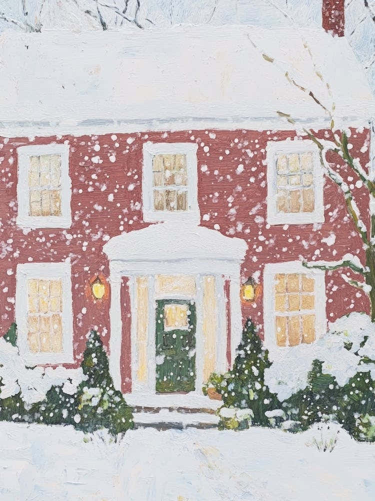 House In The Snow. Christmas Acrylic