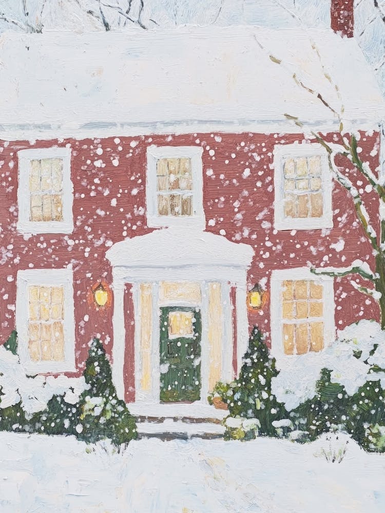 House In The Snow. Christmas Acrylic