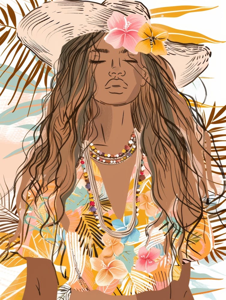 Tropical Girl In A Hat