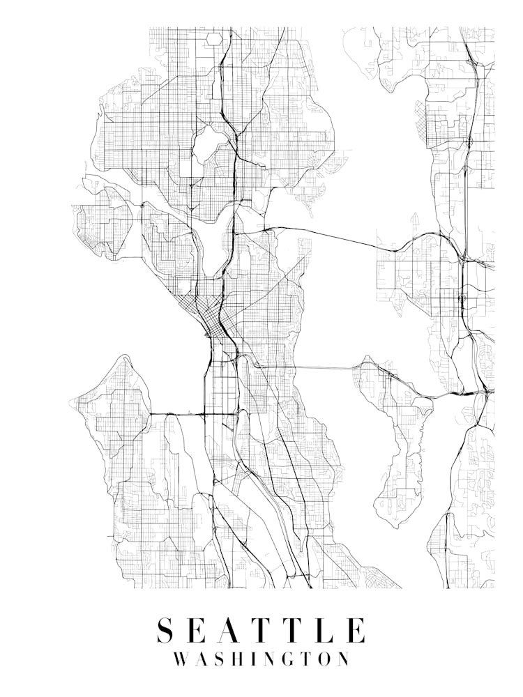 Seattle Washington Street Map Minimal