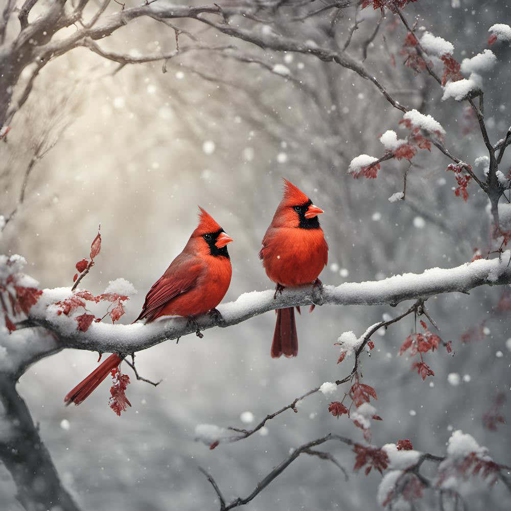 Cardinals In The Snow