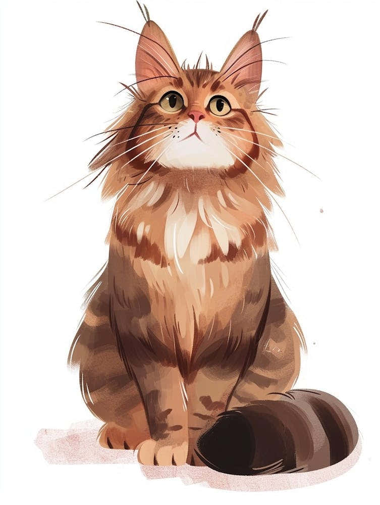 Maine Coon Cat Clipart Illustration 2