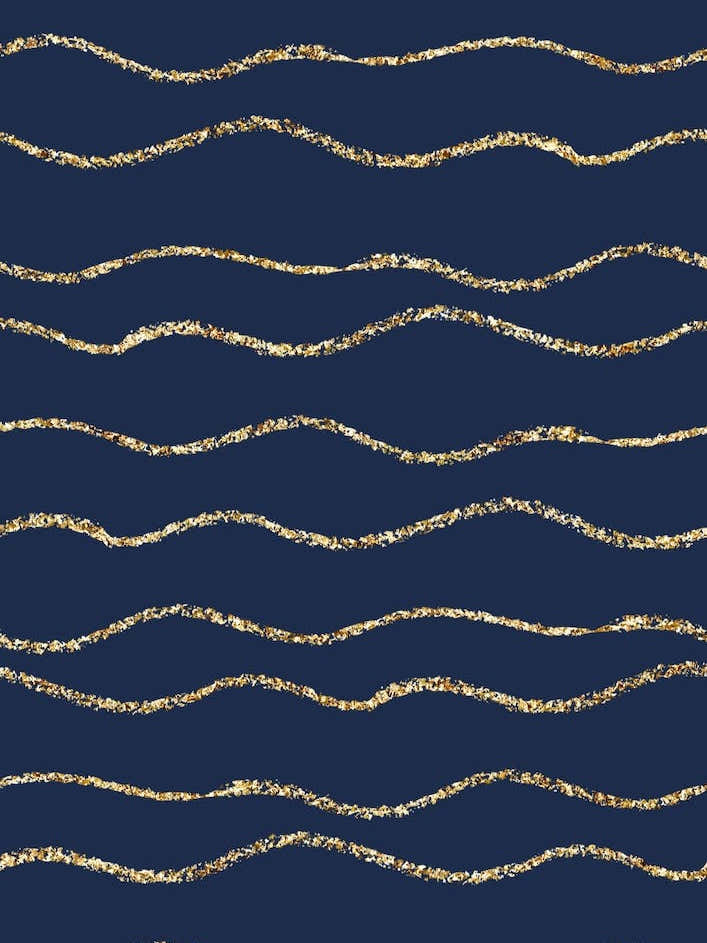 Royal Blue With Gold Wave Lines