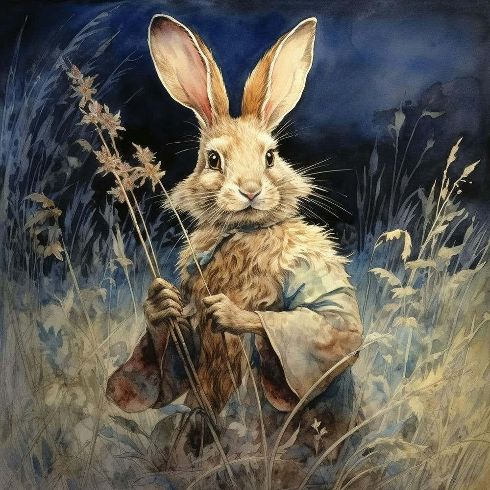 whimsical kids Magic Fairy Forest Fairytale Rabbit Art print