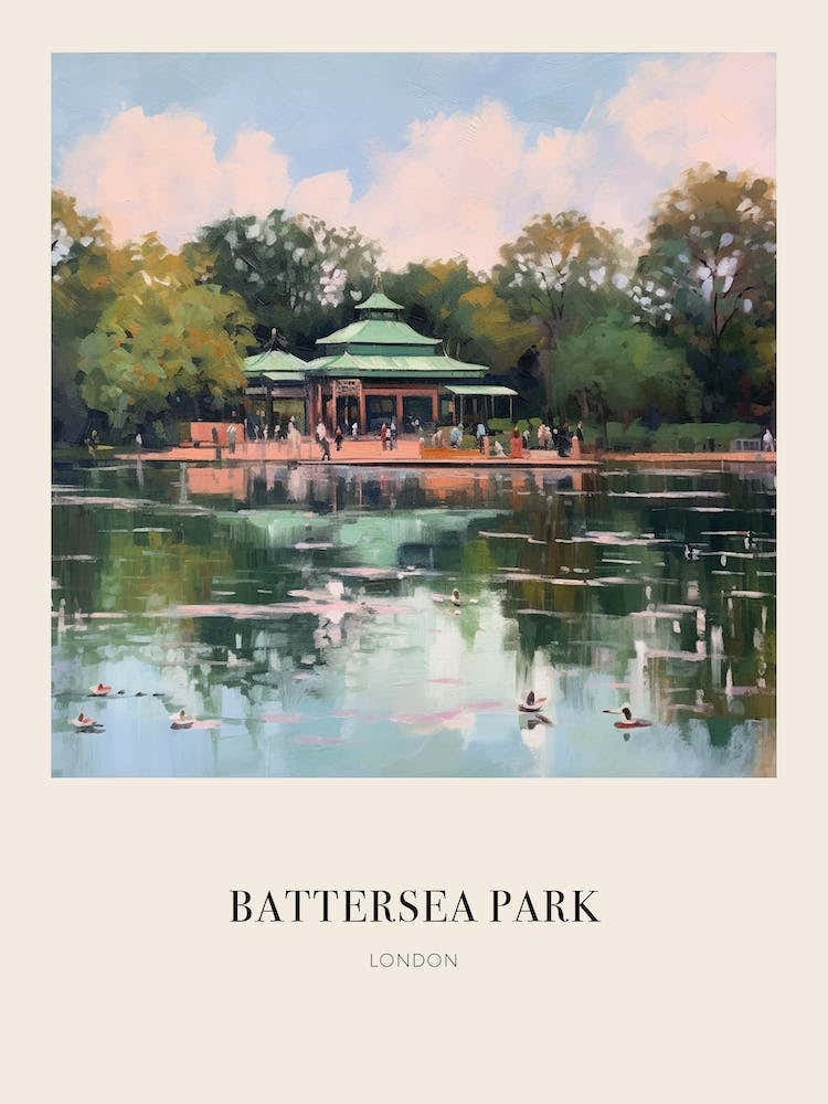 Battersea Park London United Kingdom 2 Vintage Cezanne Inspired Poster