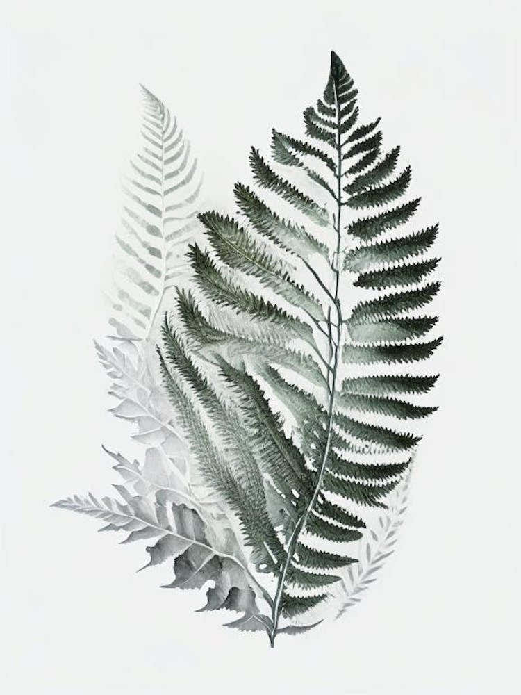 Silver Cloak Fern Watercolour