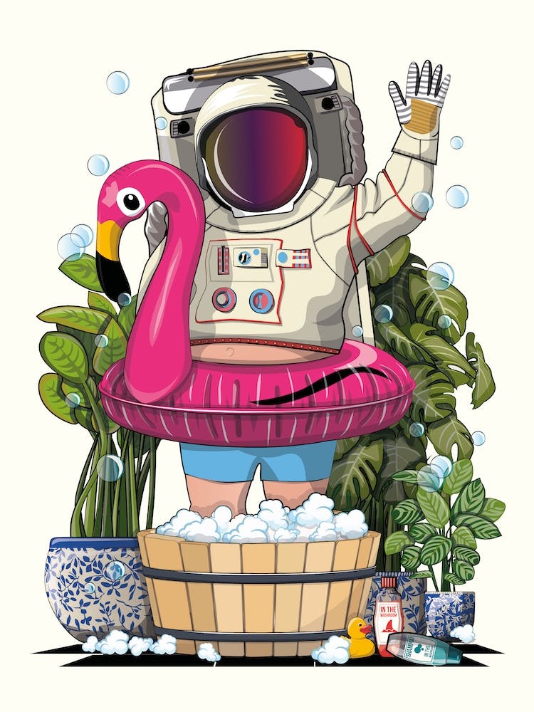 Astronaut In Foot Spa, in Bathroom