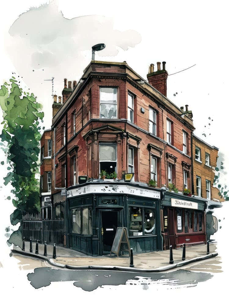 Sutton London Borough   Street Watercolour 4