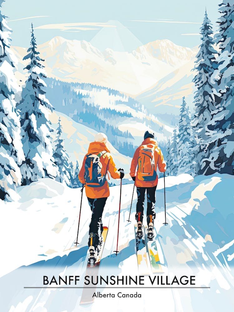 Banff Sunshine Village   Alberta Canada, Ski Resort Poster Illustration 3