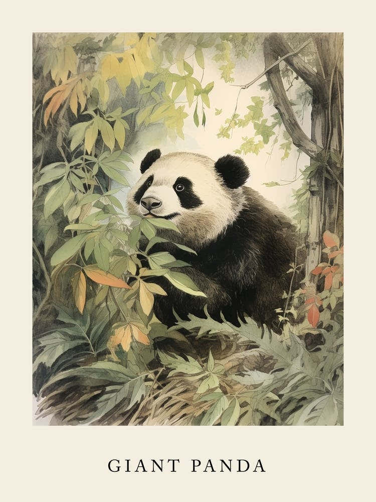Beatrix Potter Inspired  Animal Watercolour Giant Panda 1