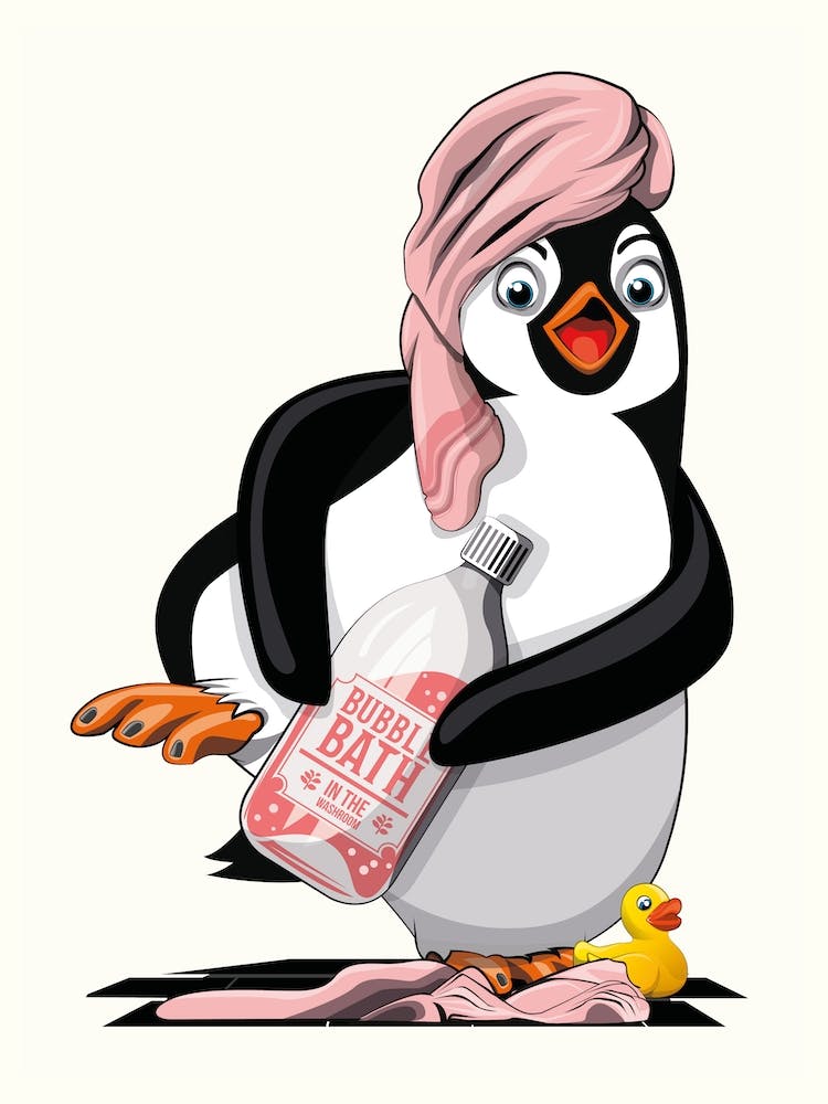 Naked Penguin in the Bathroom