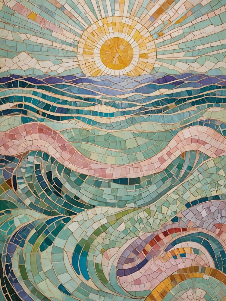 Mosaic Sun Rising Over The Ocean no1