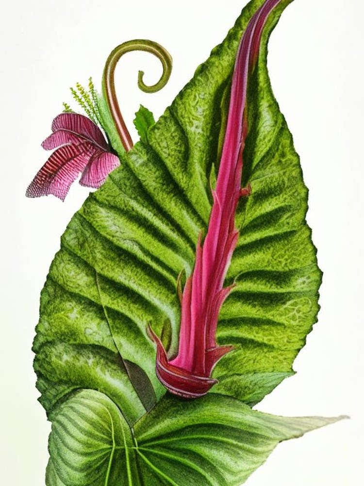 Hart's Tongue Fern Wildflower Watercolour 2