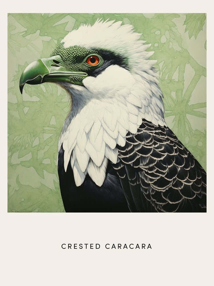 Ohara Koson Inspired Bird Painting Crested Caracara 2 Poster