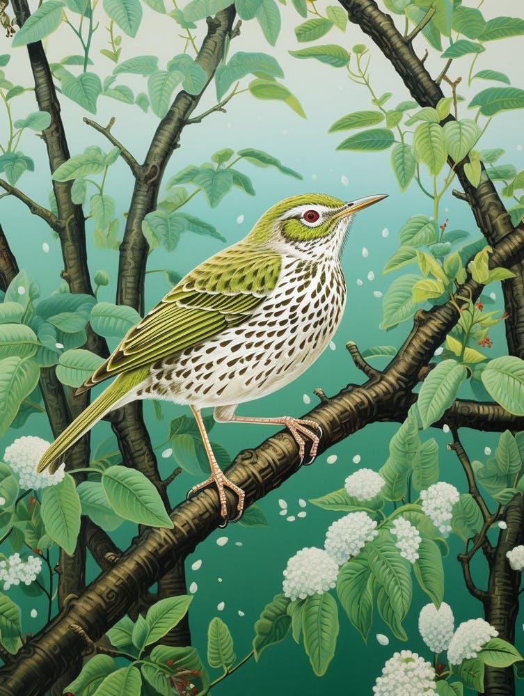 Ohara Koson Inspired Bird Painting Hermit 2