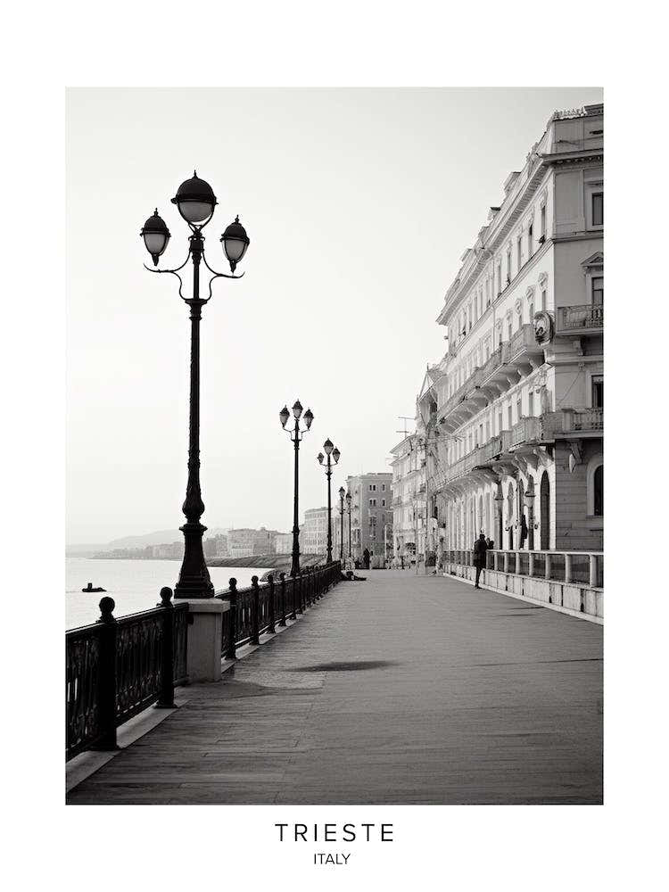 Poster Of Trieste, Italy, Black And White Analogue Photography 4