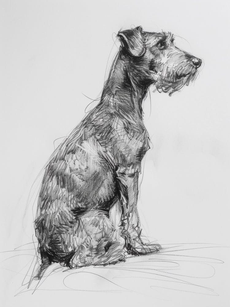 Lakeland Terrier Dog Charcoal Line 2