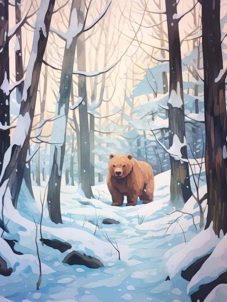 Winter Brown Bear 5 Illustration