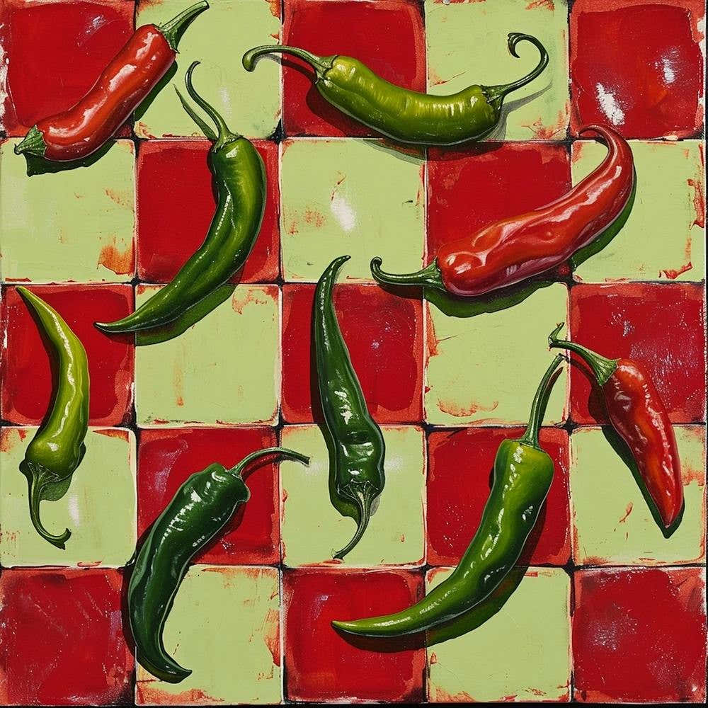 Red & Green Chillis Checkerboard 4