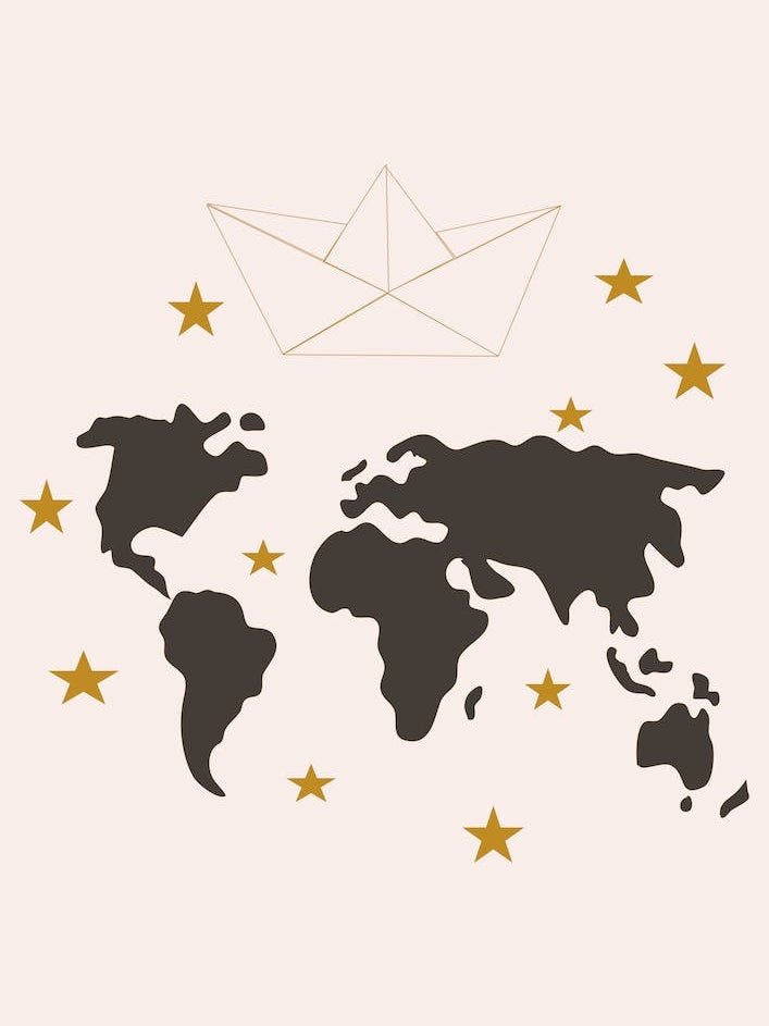 Paper Boat And World Map