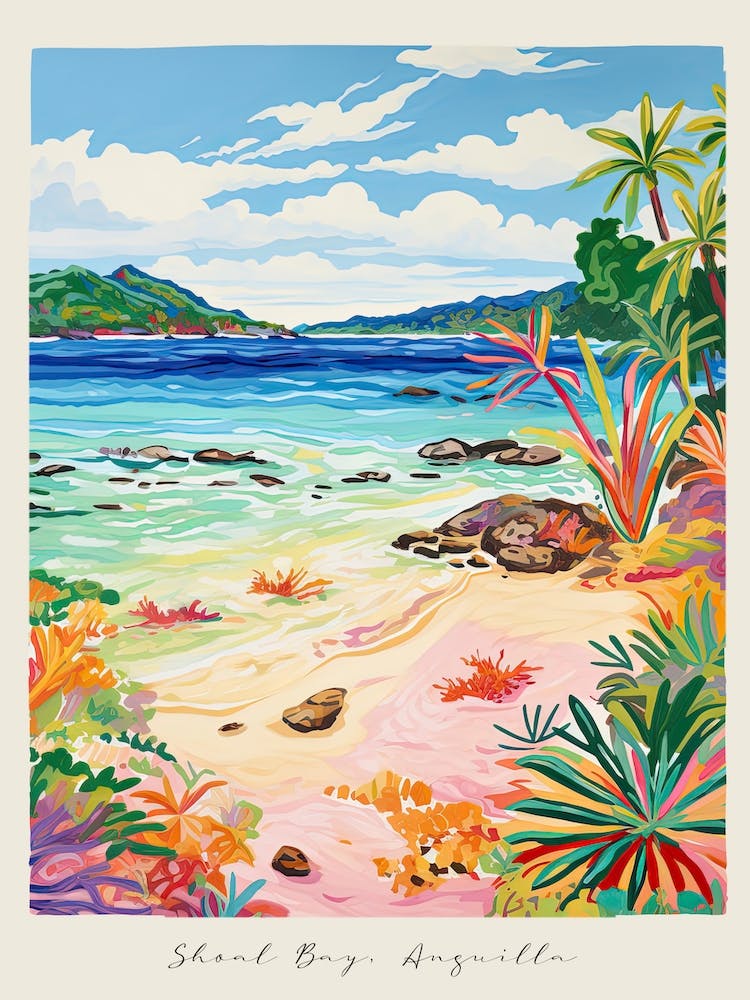 Poster Of Shoal Bay, Anguilla, Matisse And Rousseau Style 2