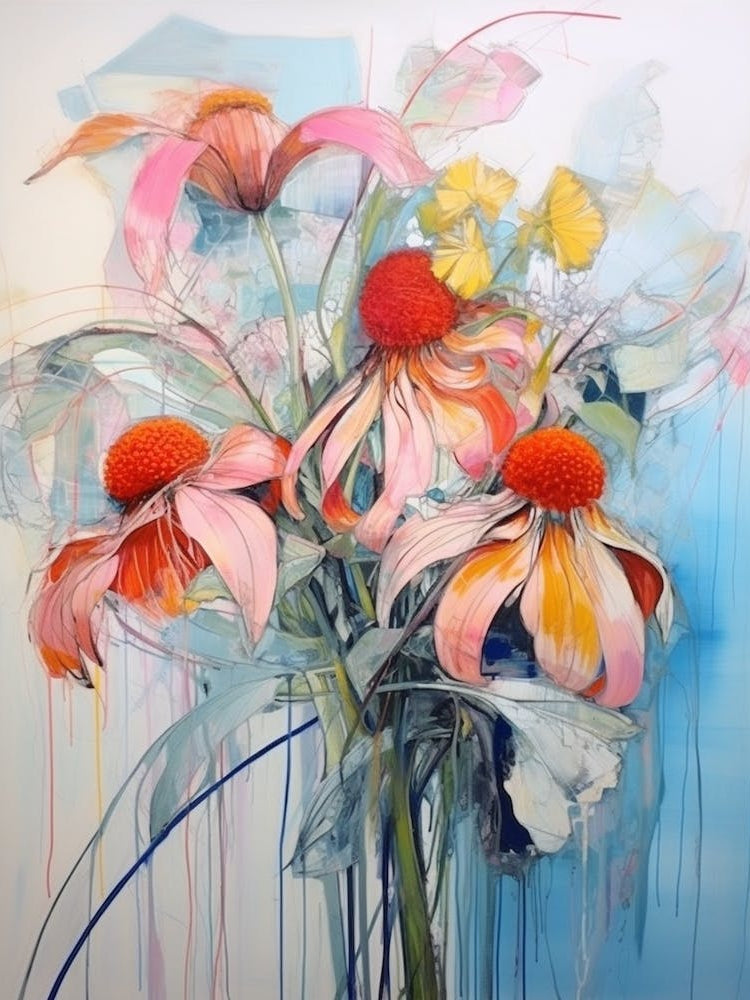 Abstract Flower Painting Coneflower 1