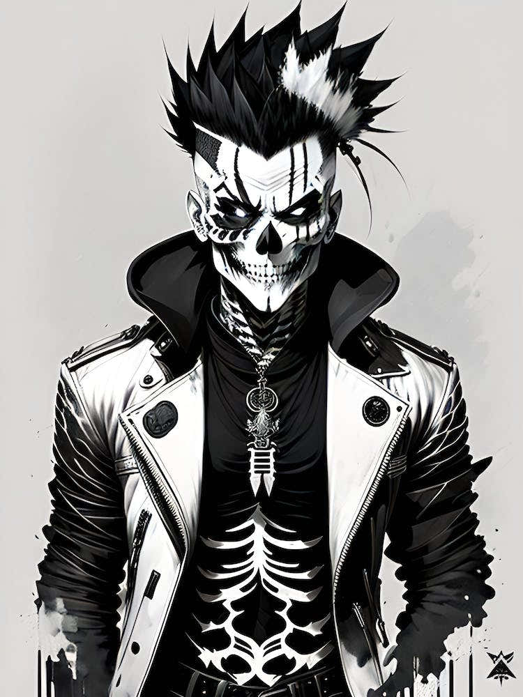 Skeleton punk man
