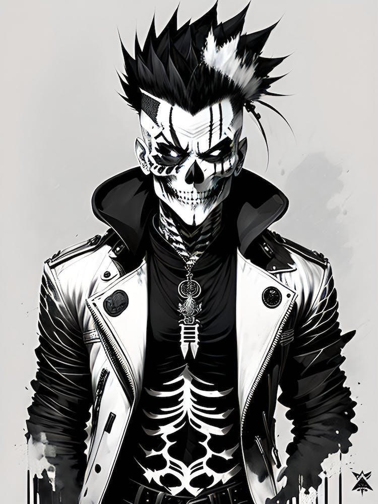 Skeleton punk man
