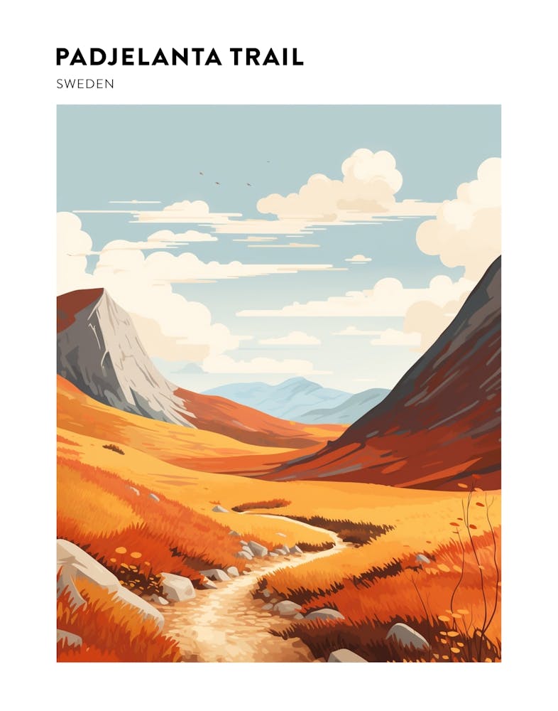 Padjelanta Trail Sweden 4 Hiking Trail Landscape Poster