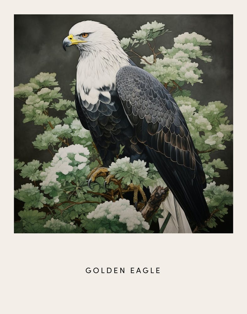 Ohara Koson Inspired Bird Painting Golden Eagle 1 Poster