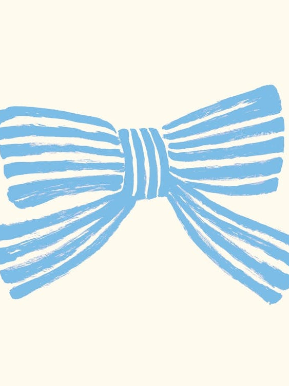 Blue Stripe Bow Ribbon - Light Blue