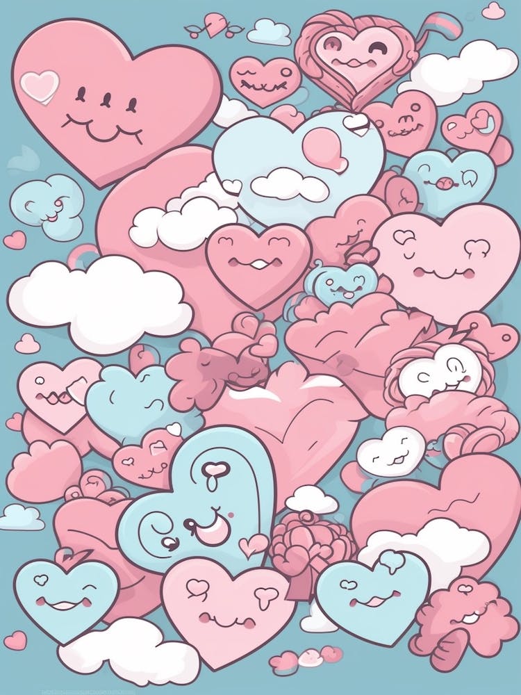 Hearts France Kawaii Illustration 2