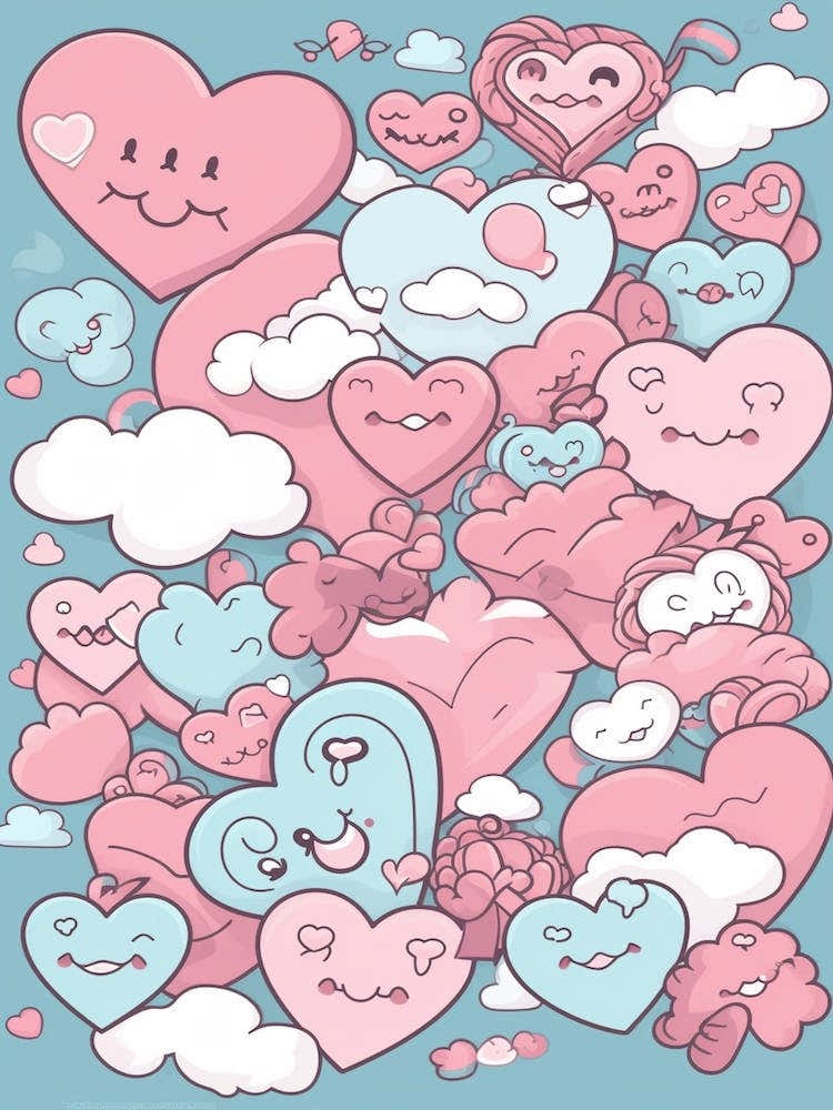 Hearts France Kawaii Illustration 2