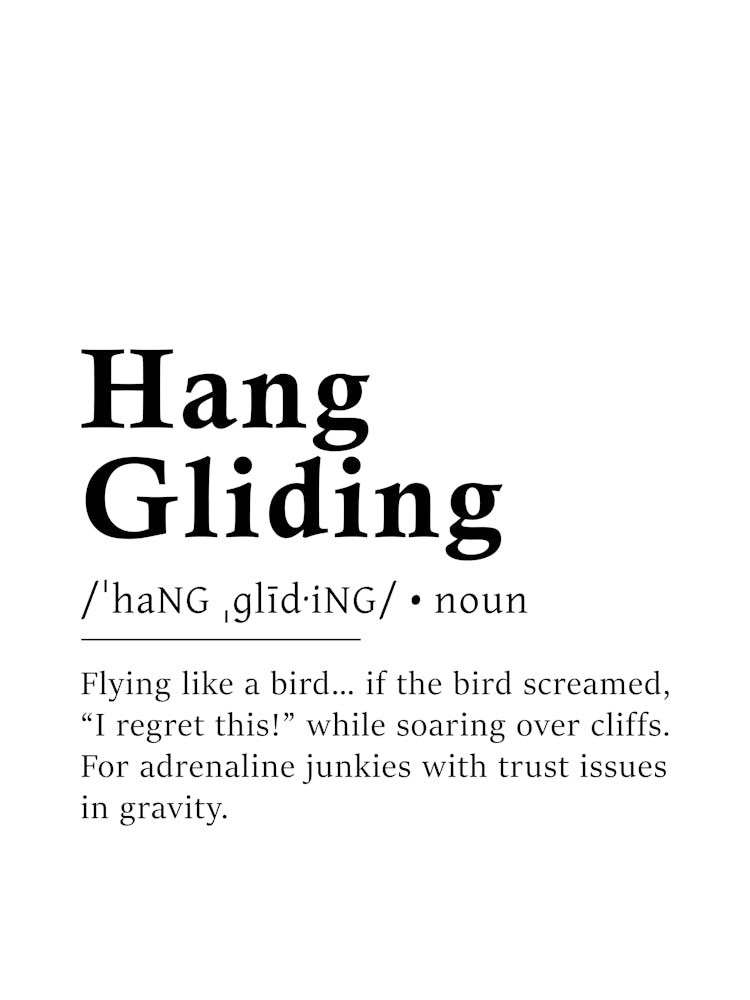 Hang Gliding Definition Poster - Dictionary