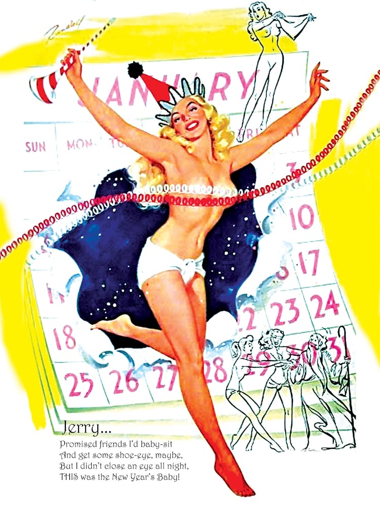 Happy New Year, Sexy Pinup Girl Is Coming From A January Calendar