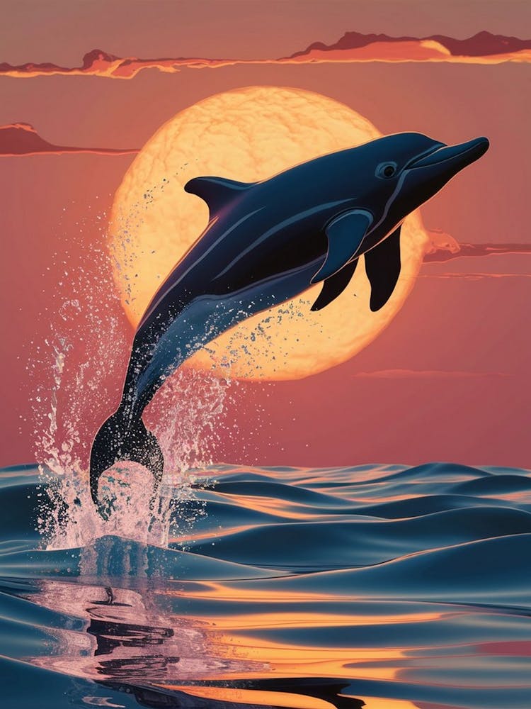 Dolphin Jumping At Sunset 3