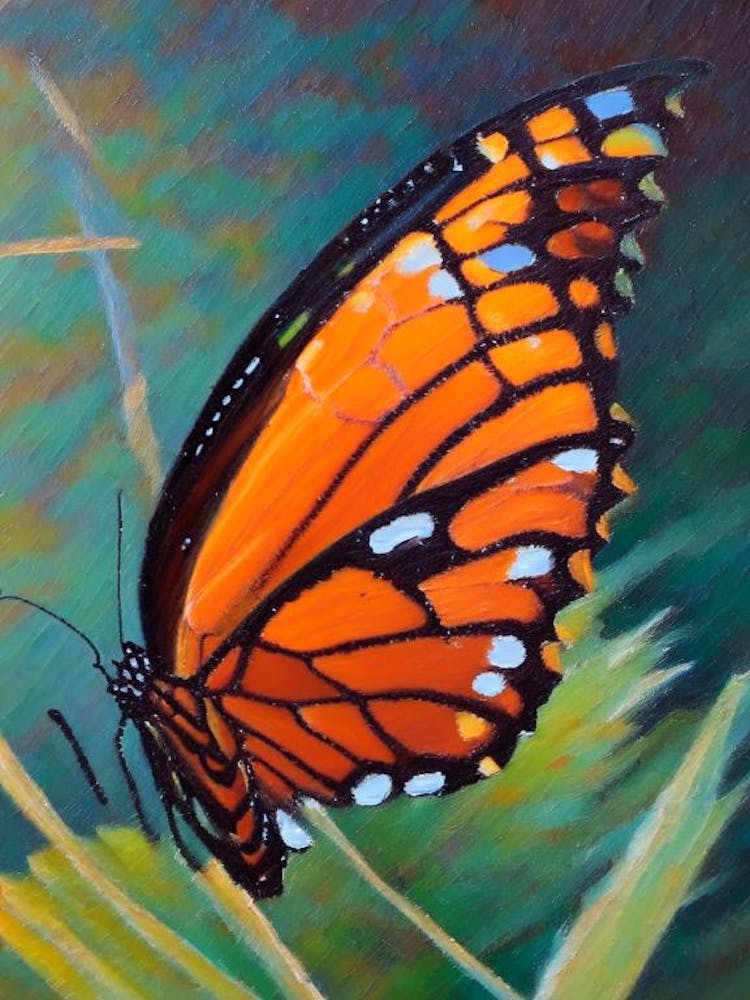 Monarch Butterfly Oil Painting 1