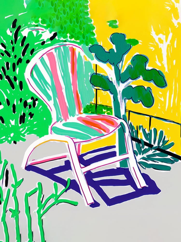 Outdoor Plastic Chair Colourful Drawing