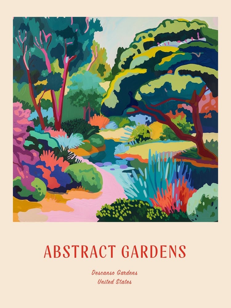 Colourful Gardens Descanso Gardens Usa 3 Red Poster