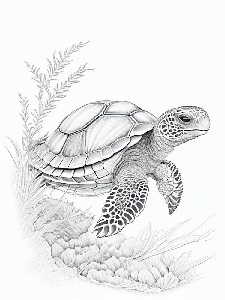 Hatching Sea Turtle, Sea Turtle Quentin Blake Illustration 1