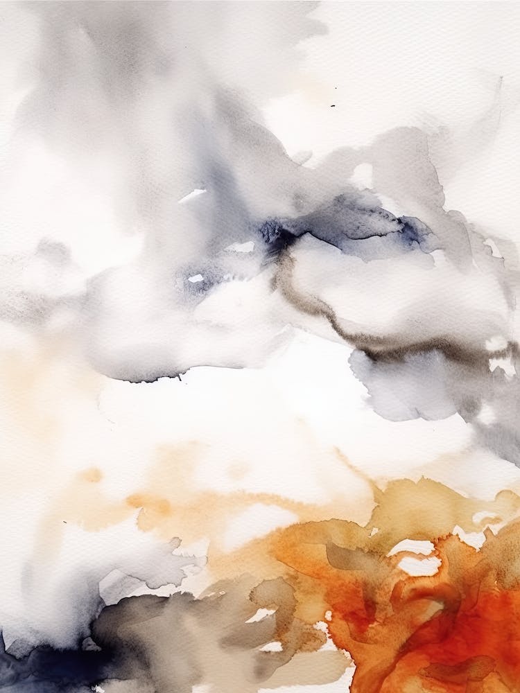 Watercolour Abstract White And Orange 3