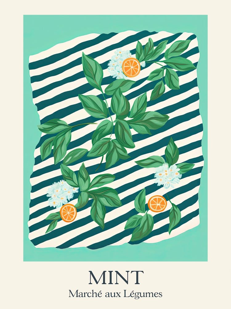Marche Aux Legumes Mint Summer Illustration 6