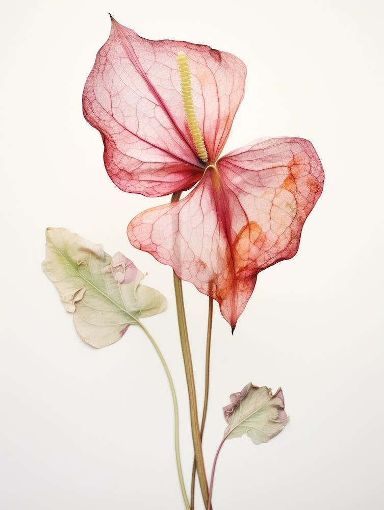 Pressed Flower Botanical Art Flamingo Flower 1