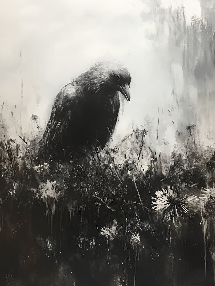 Crow black and white