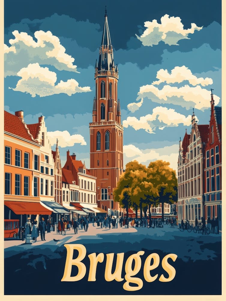 Aihrgdesign A Vintage Travel Poster Of Bruges Featuring The I B5e720a6 8aba 4daf 824b F322bcd3a806 1