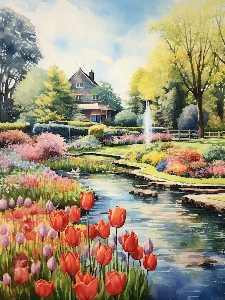Keukenhof Gardens Netherlands Watercolour