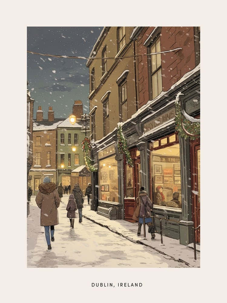 Vintage Winter Poster Dublin Ireland 1