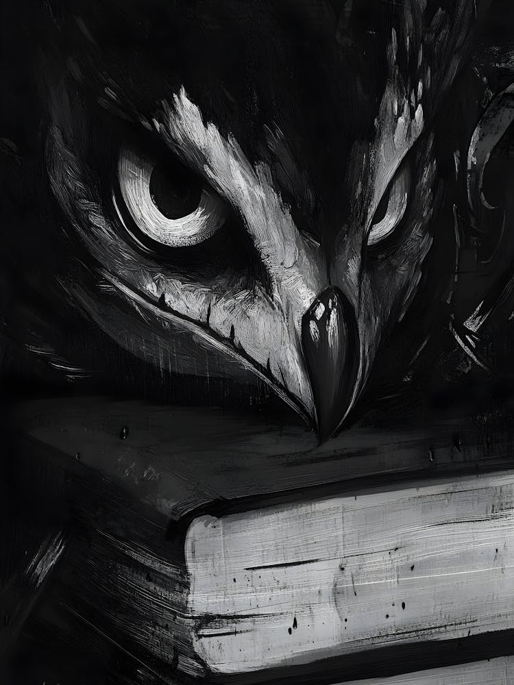 Dark Gothic Owl On A Book